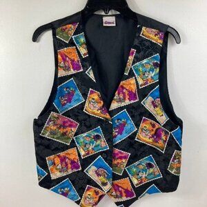 Mens Vintage 90s The Flintstones Vest Waistcoat Black S